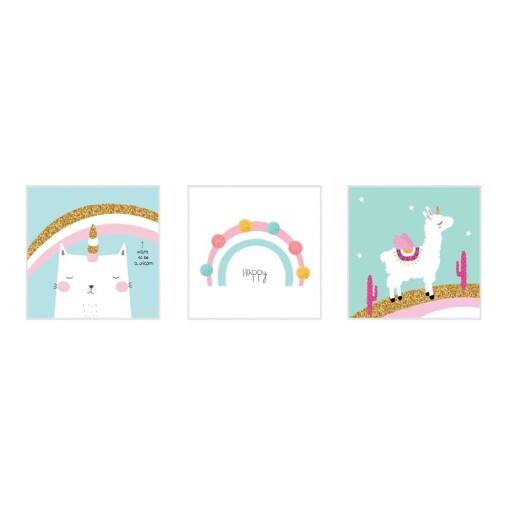 Tablouri pentru copii 3 buc. 30x30 cm White Happy – knor