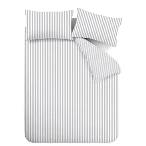 Lenjerie de pat gri din flanelă pentru pat de o persoană 135x200 cm Stripe – Catherine Lansfield