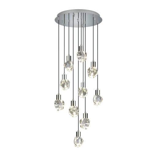 Lustră argintie LED cu abajur din sticlă ø 51,5 cm Verano – Trio Select