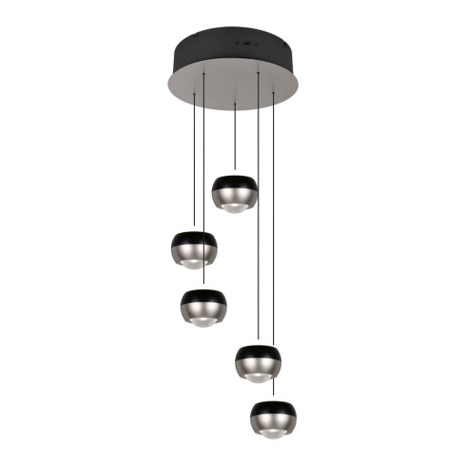 Lustră neagră/argintie LED ø 30 cm Orbit – Trio Select