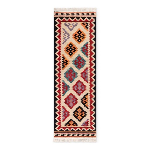 Covor tip traversă roșu reversibil, țesut manual din lână 60x190 cm Kamal Kian – Nouristan