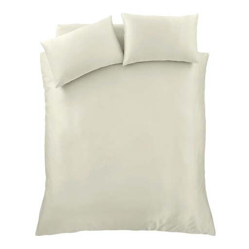 Lenjerie de pat bej din satin pentru pat dublu, extinsă 230x220 cm Silky Soft – Catherine Lansfield