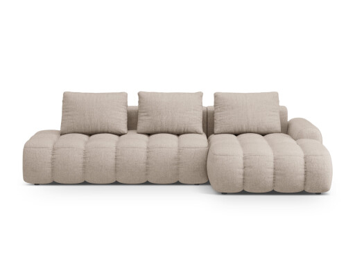 Coltar extensibil dreapta 3 locuri, Linz, Cosmopolitan Design, 275x142x84 cm, cotiera stanga, tesatura structurata, bej sand