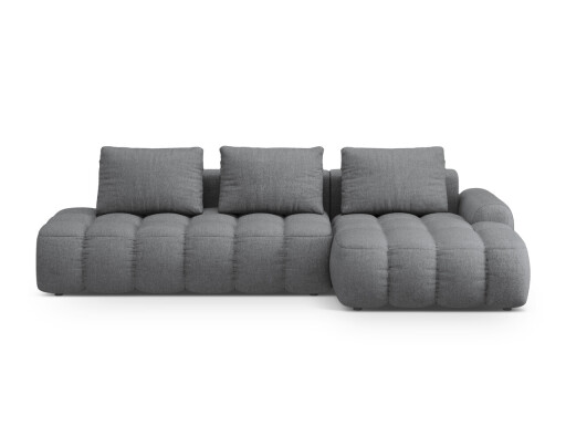 Coltar extensibil dreapta 3 locuri, Linz, Cosmopolitan Design, 275x142x84 cm, cotiera stanga, tesatura structurata, gri