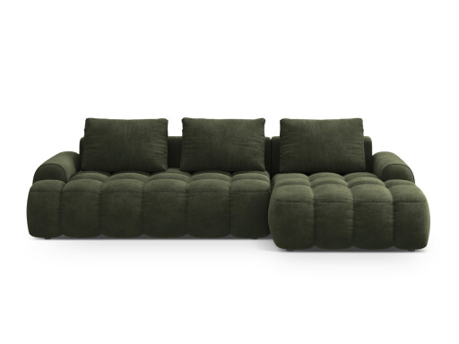Coltar extensibil dreapta 3 locuri, Linz, Cosmopolitan Design, 275x142x84 cm, catifea, verde