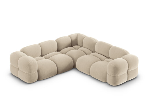 Coltar simetric 4 locuri, Loretto, Cosmopolitan Design, 250x250x68 cm, catifea, bej deschis