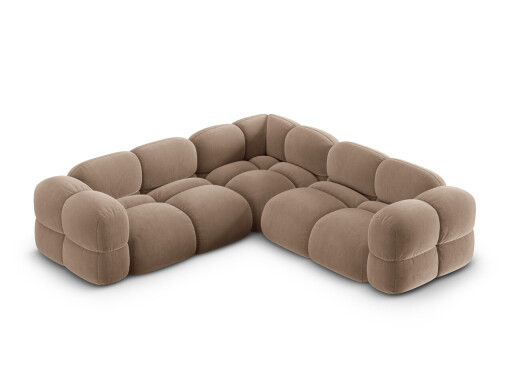 Coltar simetric 4 locuri, Loretto, Cosmopolitan Design, 250x250x68 cm, catifea, bej inchis