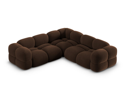 Coltar simetric 4 locuri, Loretto, Cosmopolitan Design, 250x250x68 cm, catifea, ciocolata