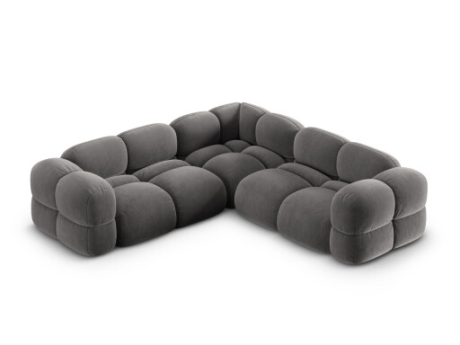 Coltar simetric 4 locuri, Loretto, Cosmopolitan Design, 250x250x68 cm, catifea, gri
