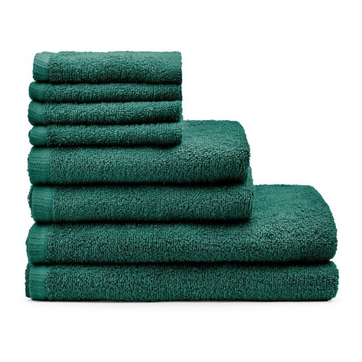 Prosoape de baie verde-închis 8 buc. din bumbac cu uscare rapidă, din frotir Quick Dry – Catherine Lansfield
