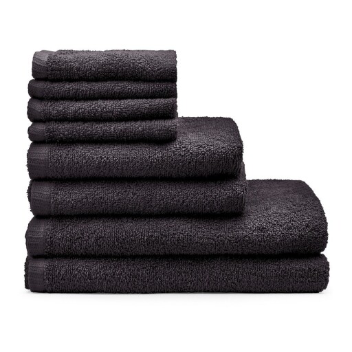 Prosoape de baie negre 8 buc. din bumbac cu uscare rapidă, din frotir Quick Dry – Catherine Lansfield