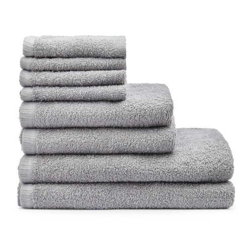 Prosoape de baie gri 8 buc. din bumbac cu uscare rapidă, din frotir Quick Dry – Catherine Lansfield