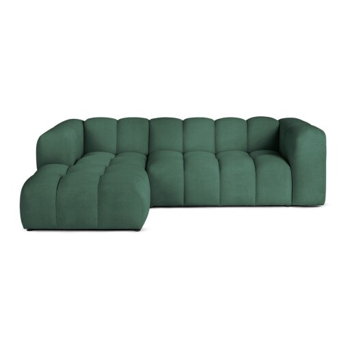 Colțar verde cu tapițerie din catifea (cu colț pe partea stângă/cu șezlong) Cube – Bonami Selection