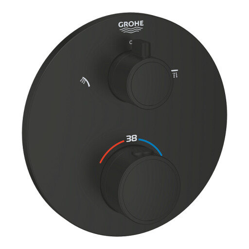Baterie cada - dus termostatata Grohe Grohtherm cu 2 functii  montaj incastrat  necesita corp ingropat  matte black