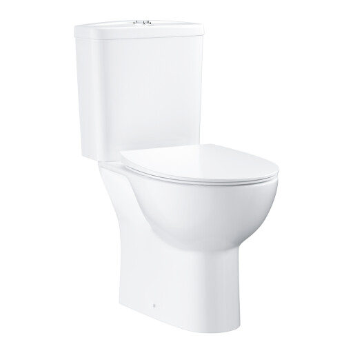 Set complet vas wc Grohe Bau Ceramic Rimless cu rezervor si capac slim cu inchidere lenta  alb