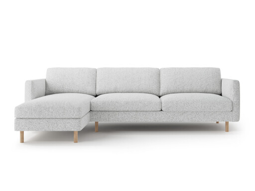 Coltar stanga 4 locuri, Eden, Micadoni, 286x150x90 cm, tesatura structurata, gri deschis melanj