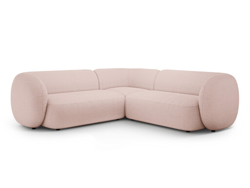 Coltar simetric 5 locuri, Kate, Micadoni, 252x252x76 cm, tesatura boucle, roz pudra