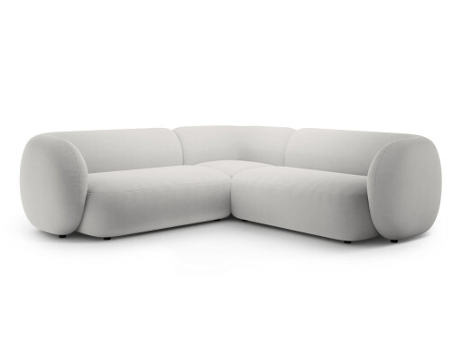 Coltar simetric 5 locuri, Kate, Micadoni, 252x252x76 cm, catifea, gri deschis
