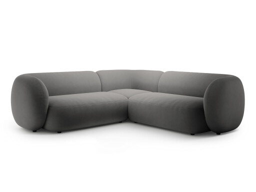 Coltar simetric 5 locuri, Kate, Micadoni, 252x252x76 cm, catifea, gri inchis