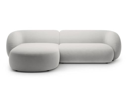Coltar stanga 3 locuri, Kate, Micadoni, 285x176x76 cm, catifea, gri deschis