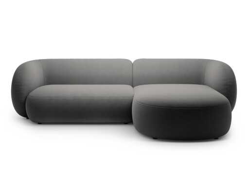 Coltar dreapta 3 locuri, Kate, Micadoni, 285x176x76 cm, catifea, gri inchis