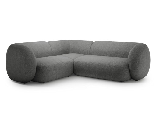 Coltar stanga 4 locuri, Kate, Micadoni, 252x220x76 cm, tesatura boucle, gri inchis
