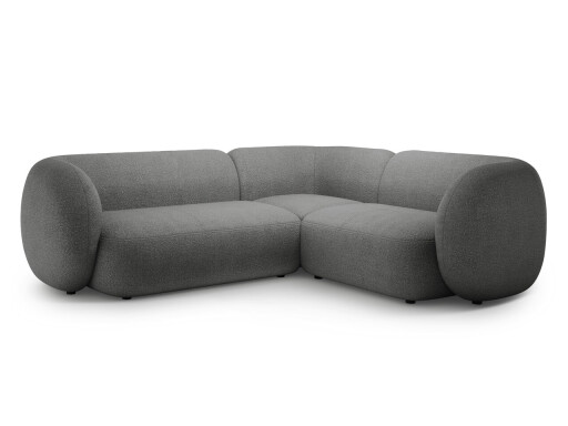 Coltar dreapta 4 locuri, Kate, Micadoni, 252x220x76 cm, tesatura boucle, gri inchis