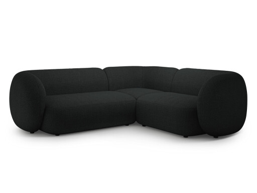 Coltar dreapta 4 locuri, Kate, Micadoni, 252x220x76 cm, tesatura boucle, negru