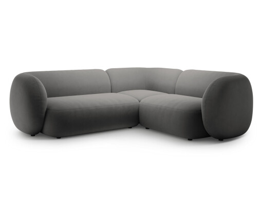 Coltar dreapta 4 locuri, Kate, Micadoni, 252x220x76 cm, catifea, gri inchis