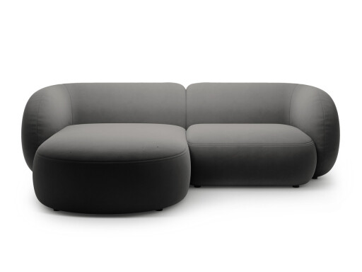 Coltar stanga 2 locuri, Kate, Micadoni, 255x176x76 cm, catifea, gri inchis