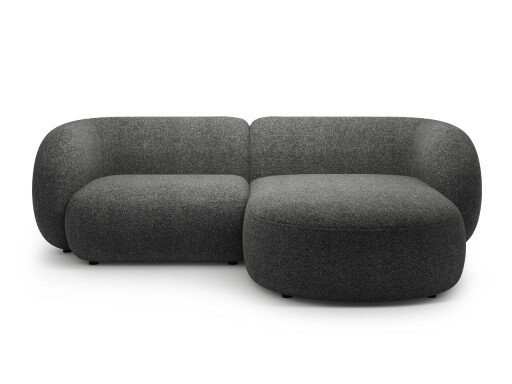 Coltar dreapta 2 locuri, Kate, Micadoni, 255x176x76 cm, tesatura structurata, gri inchis melanj