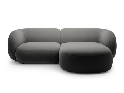 Coltar dreapta 2 locuri, Kate, Micadoni, 255x176x76 cm, catifea, gri inchis
