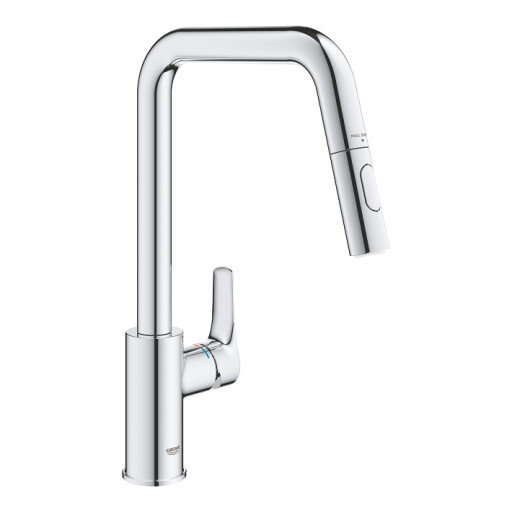 Baterie bucatarie Grohe Eurosmart cu dus extractibil  pipa L  crom
