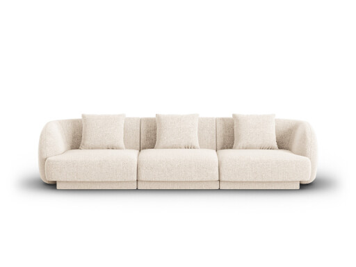 Canapea 3 locuri, Tulum, Cosmopolitan Design, 255x90x70 cm, tesatura chenille, bej deschis
