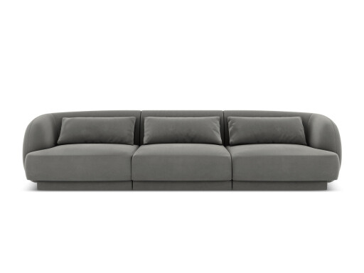Canapea 3 locuri, Tulum, Cosmopolitan Design, 255x90x70 cm, catifea, gri deschis