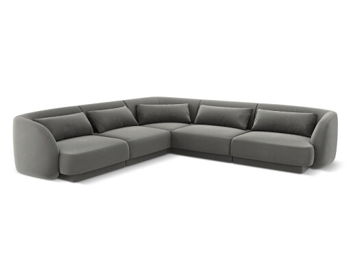 Coltar reversibil 5 locuri, Tulum, Cosmopolitan Design, 255x255x70 cm, catifea, gri deschis