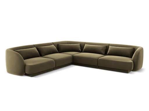 Coltar reversibil 5 locuri, Tulum, Cosmopolitan Design, 255x255x70 cm, catifea, verde