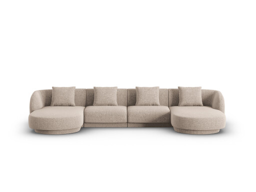 Coltar panoramic 5 locuri, Tulum, Cosmopolitan Design, 330x156x70 cm, tesatura chenille, bej