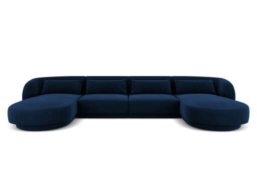 Coltar panoramic 5 locuri, Tulum, Cosmopolitan Design, 330x156x70 cm, catifea, albastru regal