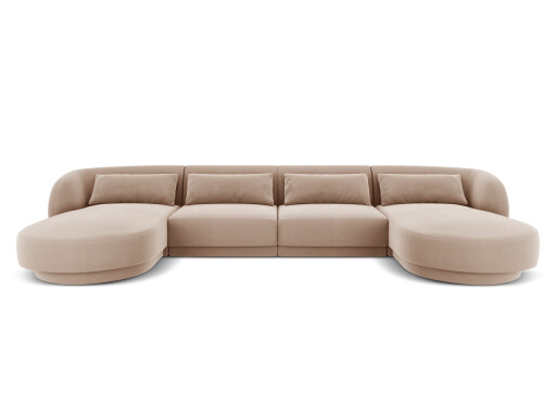 Coltar panoramic 5 locuri, Tulum, Cosmopolitan Design, 330x156x70 cm, catifea, bej