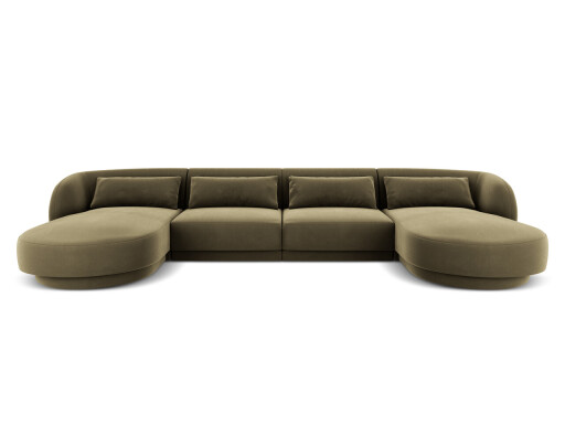 Coltar panoramic 5 locuri, Tulum, Cosmopolitan Design, 330x156x70 cm, catifea, verde