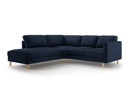 Coltar stanga 4 locuri, Eden, Micadoni, 267x234x90 cm, catifea, albastru inchis