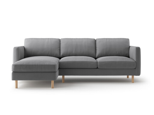 Coltar stanga 3 locuri, Eden, Micadoni, 250x150x90 cm, catifea, gri