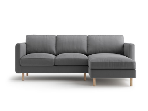 Coltar dreapta 3 locuri, Eden, Micadoni, 223x150x90 cm, catifea, gri