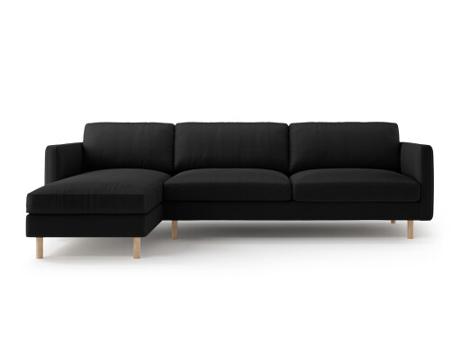 Coltar stanga 4 locuri, Eden, Micadoni, 286x150x90 cm, catifea, negru