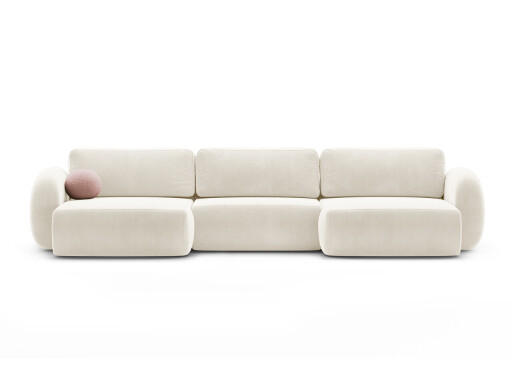 Coltar panoramic extensibil 5 locuri, Tonale, Cosmopolitan Design, 362x149x88 cm, catifea, ivoriu