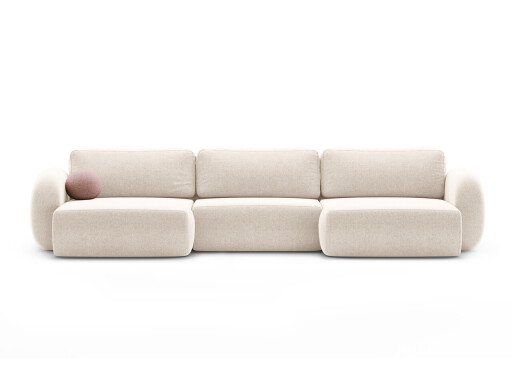 Coltar panoramic extensibil 5 locuri, Tonale, Cosmopolitan Design, 362x149x88 cm, tesatura chenille, bej deschis