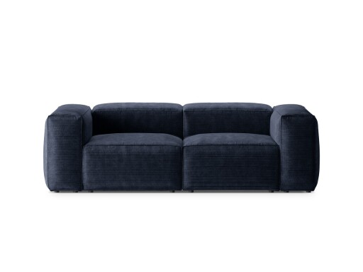 Canapea 2 locuri, Bergamo, Cosmopolitan Design, 224x108x70 cm, catifea chenille raiata, albastru navy