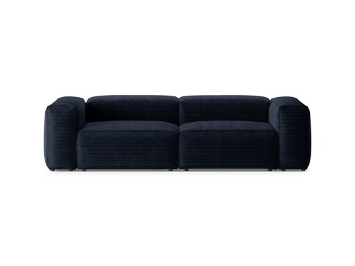 Canapea 3 locuri, Bergamo, Cosmopolitan Design, 264x108x70 cm, catifea chenille raiata, albastru navy