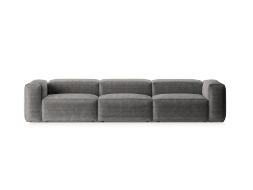Canapea 4 locuri, Bergamo, Cosmopolitan Design, 364x108x70 cm, catifea chenille raiata, gri deschis